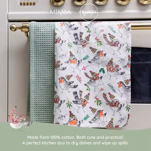 Mikasa TipperleyHill White Cotton Tea Towels, Set of 2 – 2