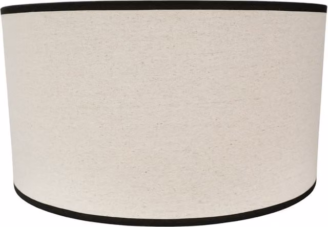 Eva Large Natural Linen Fabric Drum Lamp Shade in Black and Beige