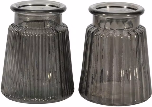 Kingsbury Gifts Ribbed Glass Meadow Vase in Grey