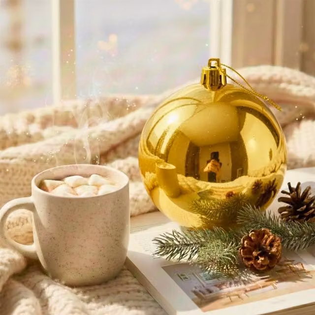 Shatchi Gold Glossy Christmas Bauble, 25cm Round Plastic Hanging Ornament