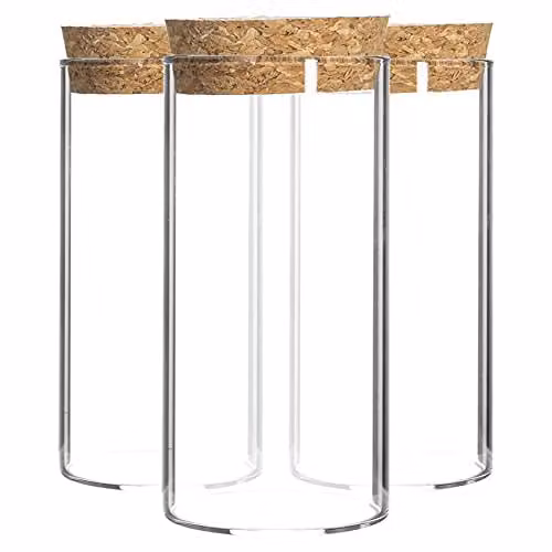 Argon Tableware Glass Storage Jars with Cork Lid, Set of 3, 110ml, Transparent