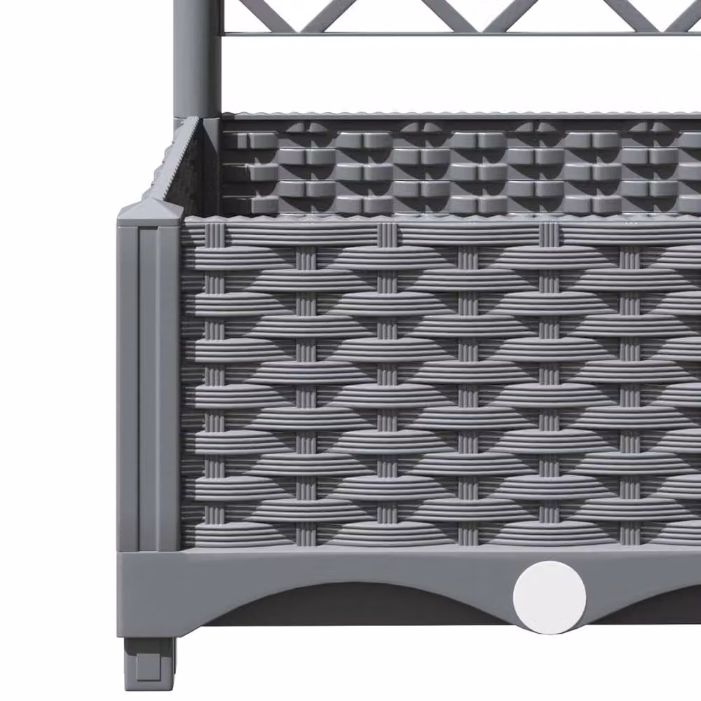 Berkfield Home Garden Planter with Trellis in Light Grey, W/D/H: 120 x 120 x 121.5 cm – 4