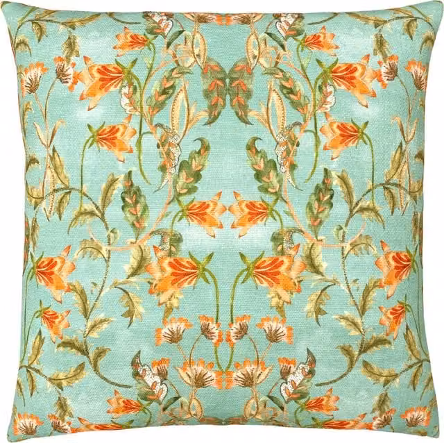 Make it a Home Heritage Bell Flowers Cushion in Blue and Multicolour Square Floral Design