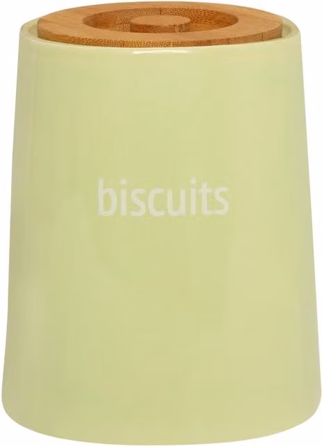 Orsina Chic Design Green Ceramic Biscuit Canister with Bamboo Lid, W/D/H: 17.0 x 14.0 x 14.0 cm