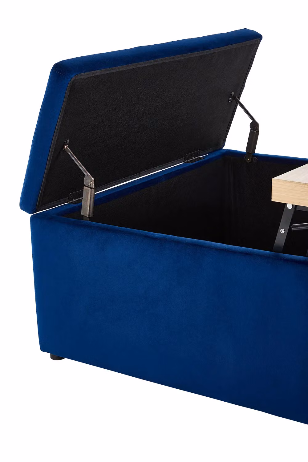 Living and Home Velvet Upholstered Rectangular Storage Ottoman Stool in Blue – 4
