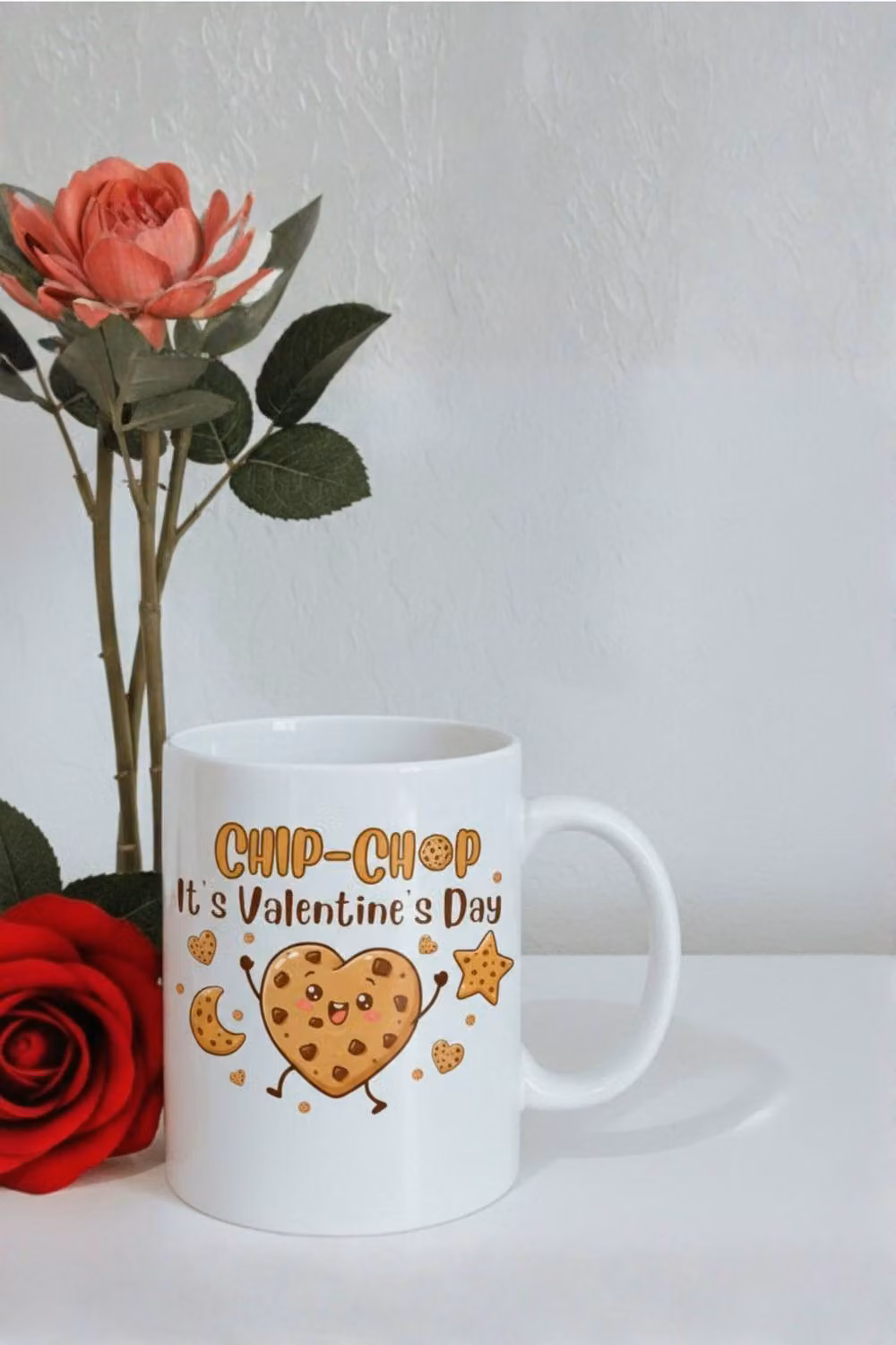 Dyzi Valentine's Day Chip-Chop Printed Ceramic Mug in White – 2