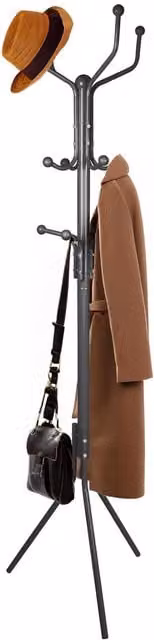 Harbour Housewares Classic Matt Black Metal Free-Standing Post Tree Coat Rack