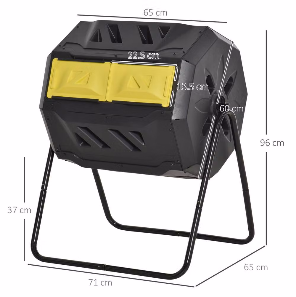 STILVORA 160L Rotating Double Chamber Garden Composter in Black – 3