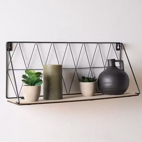 OHS Modern Geometric Wall Mounted Floating Shelf in Black – 1