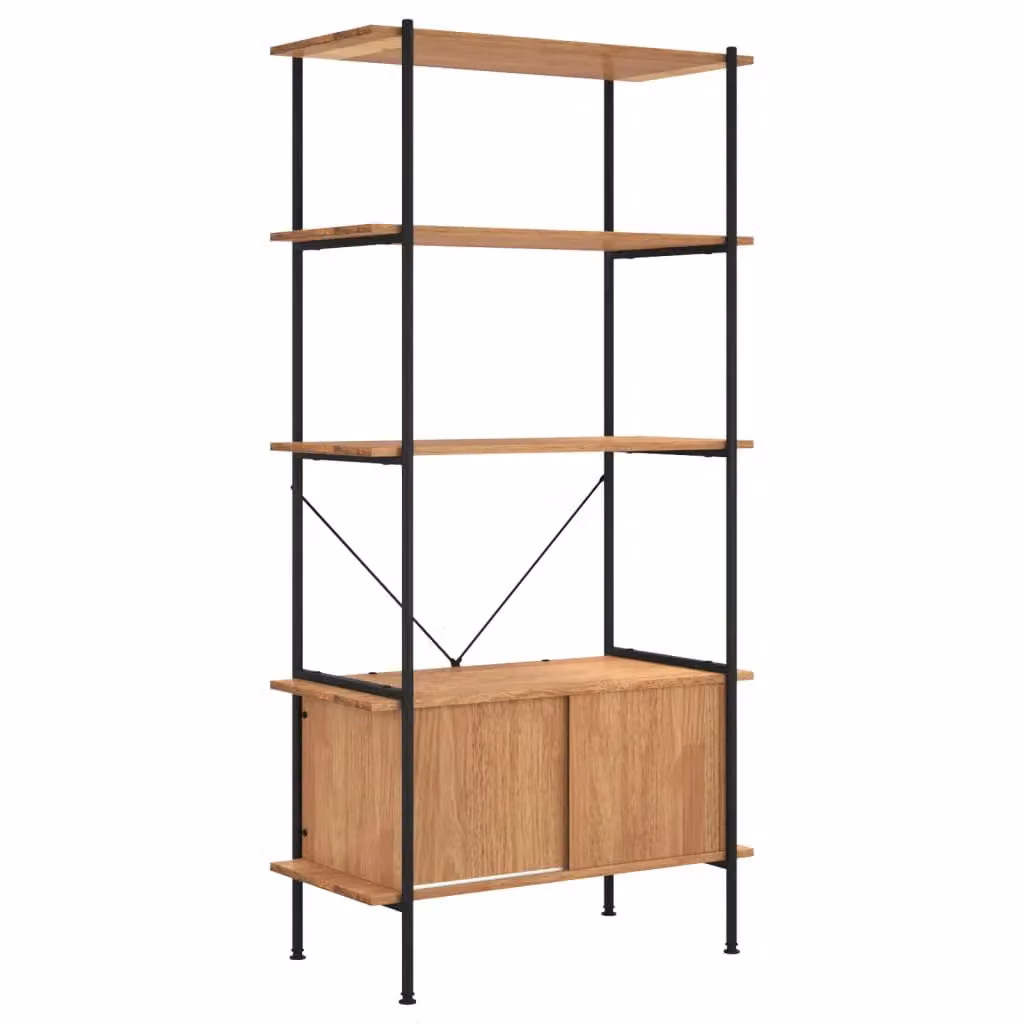 Berkfield Home 5-Tier Shelving Unit with Cabinet in Brown, Steel and MDF, W/D/H: 80 x 40 x 163 cm – 2