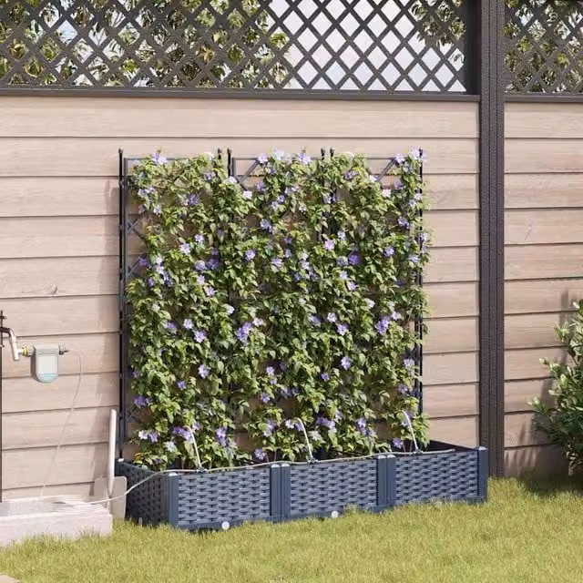 Berkfield Home Garden Planters with Water Irrigation System, 3 Piece Set, Grey