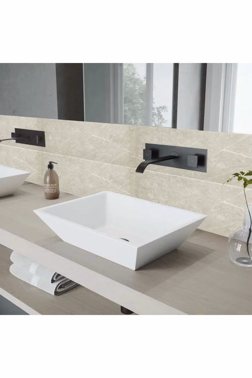 Living and Home 10 Pcs Ivory Marble Texture Waterproof Flame Retardant Rectangular Self-Adhesive PVC Tile Stickers in Beige – 2