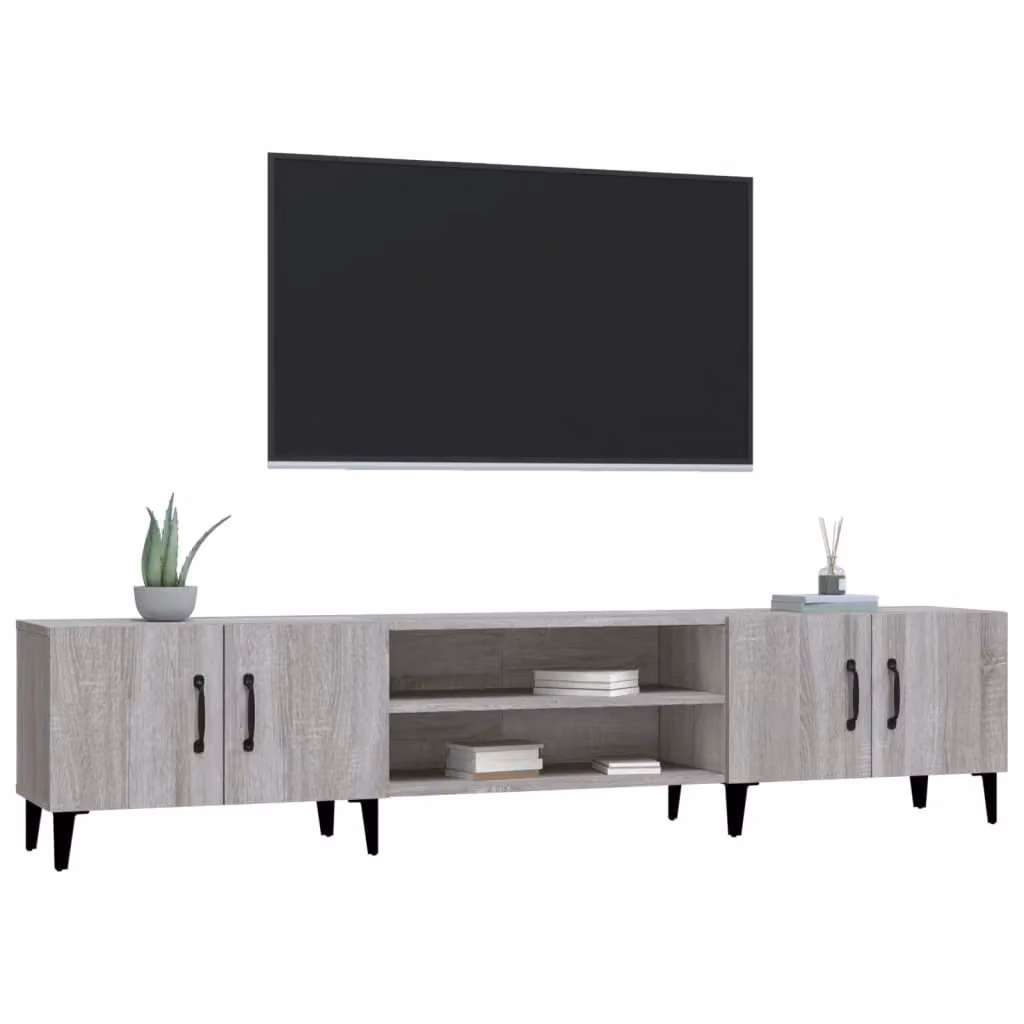 Berkfield Home Modern Grey Sonoma TV Cabinet, W: 180 cm, D: 31.5 cm, H: 40 cm – 3