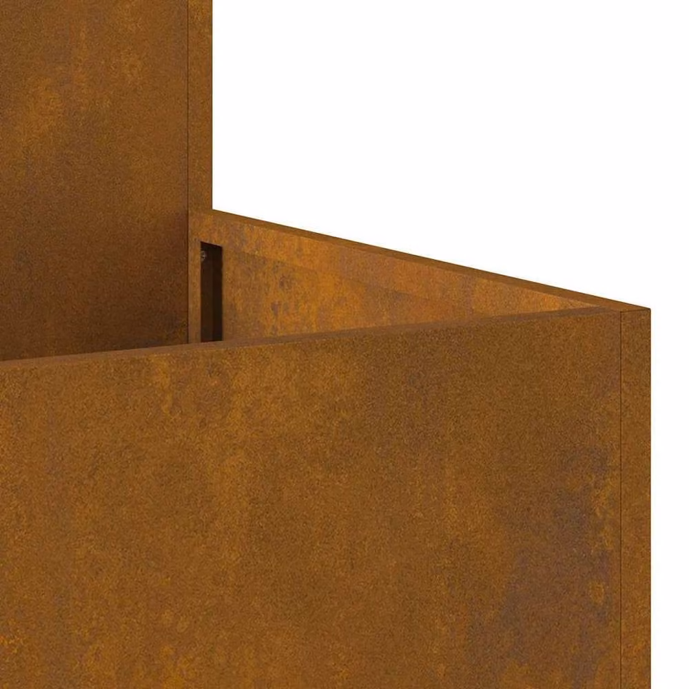 Berkfield Home Steel Garden Planter Tub in Brown and Multicolour, W/D/H: 100 x 100 x 48 cm – 3