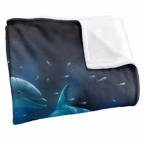 JQ Licensing Royce Mcclure Dolphin Twister Super Soft Fleece Throw Blanket, White, W/D: 152 x 127 cm – 2