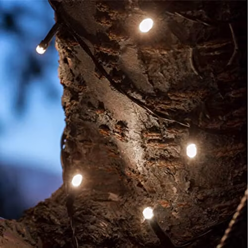 GardenKraft Solar Powered LED String Lights, 2 Pack of 100, Bright White, IP44 Weatherproof with Dusk Sensor – 8