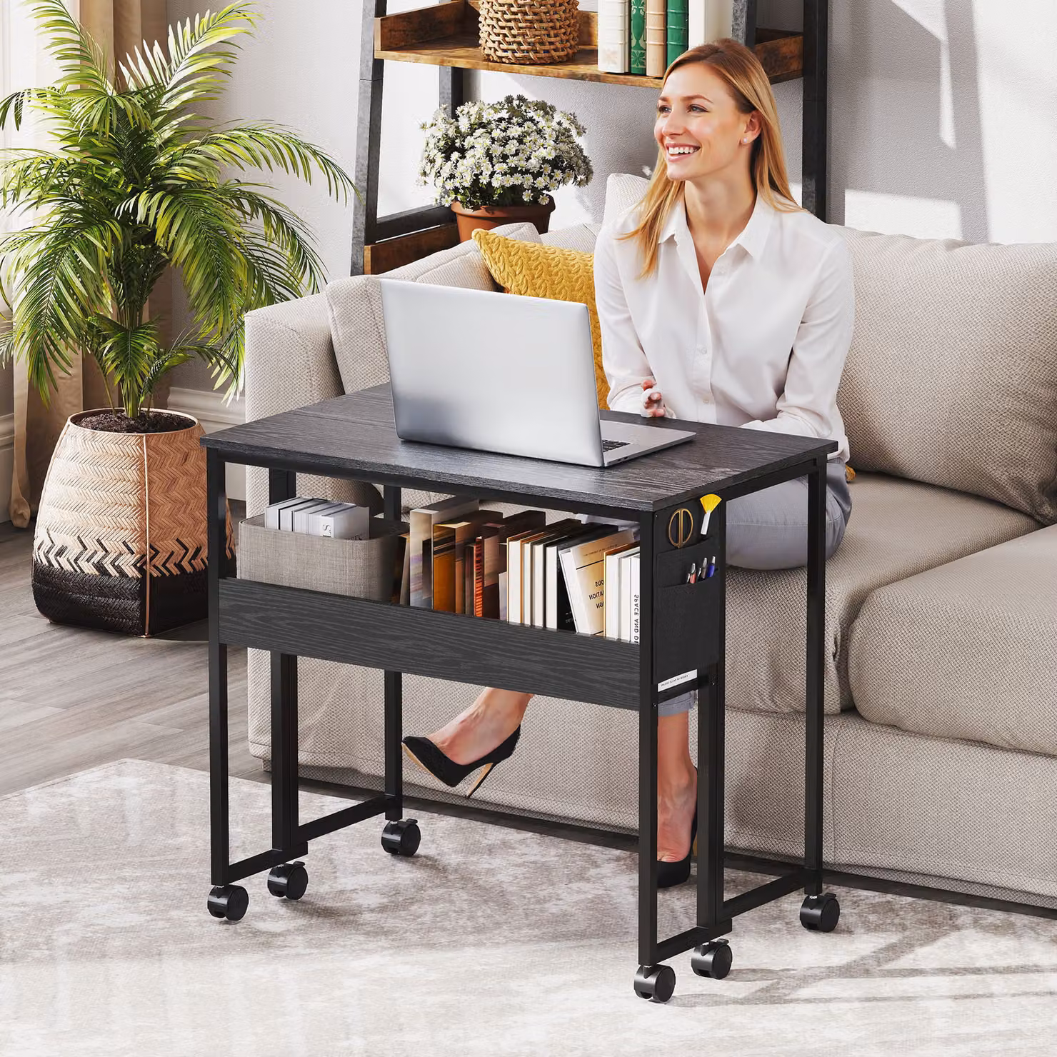 HOMCOM Black Drop Leaf Writing Desk for Home Office – 8