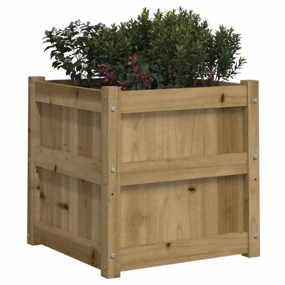 Berkfield Home Garden Planters, Set of 2 Impregnated Brown Pine Wood Tubs for Ornamental and Vegetable Gardens – 3