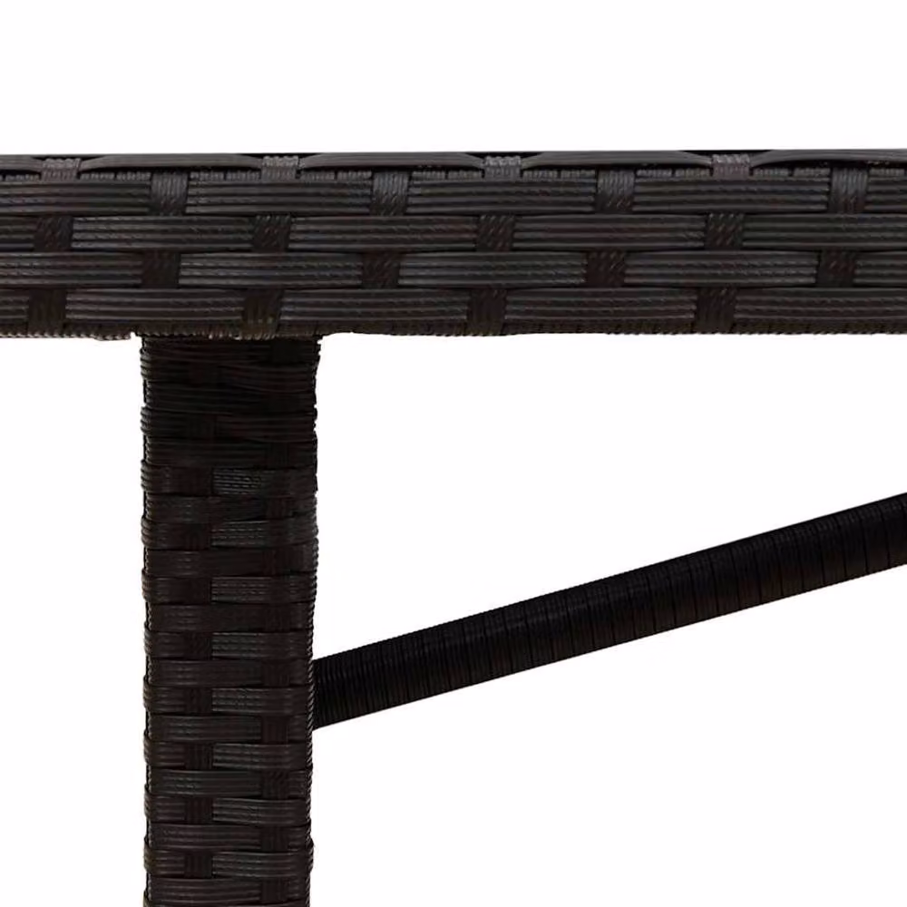 Berkfield Home Black Poly Rattan Garden Table with Glass Top, W/D/H: 190 x 80 x 74 cm – 4