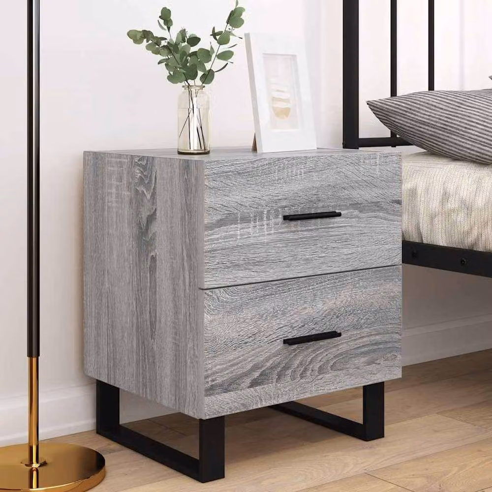 Berkfield Home Set of 2 Grey Sonoma Bedside Cabinets, W/D/H: 40 x 35 x 47.5 cm – 2