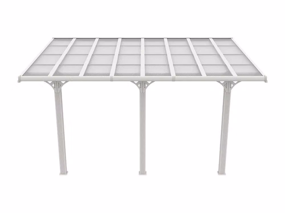 Pazera White Aluminium Lean-To Carport Pergola with Polycarbonate Roof – 2
