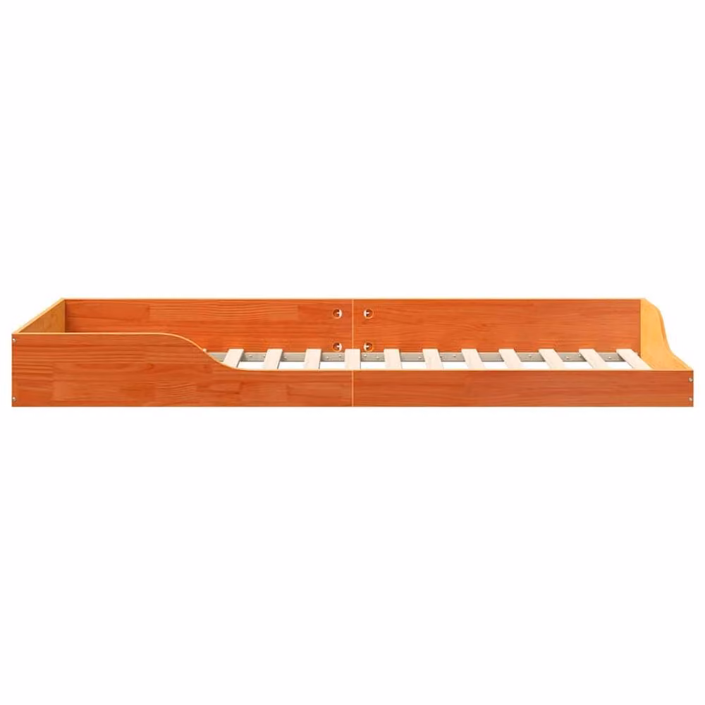 Berkfield Home Modern Floor Bed Frame in Waxed Brown Solid Pine Wood, W/D/H: 100 x 220 cm – 2