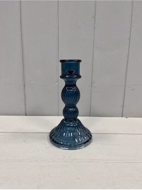 KDMD Blue Glass Taper Candle Holder for Tabletop Use