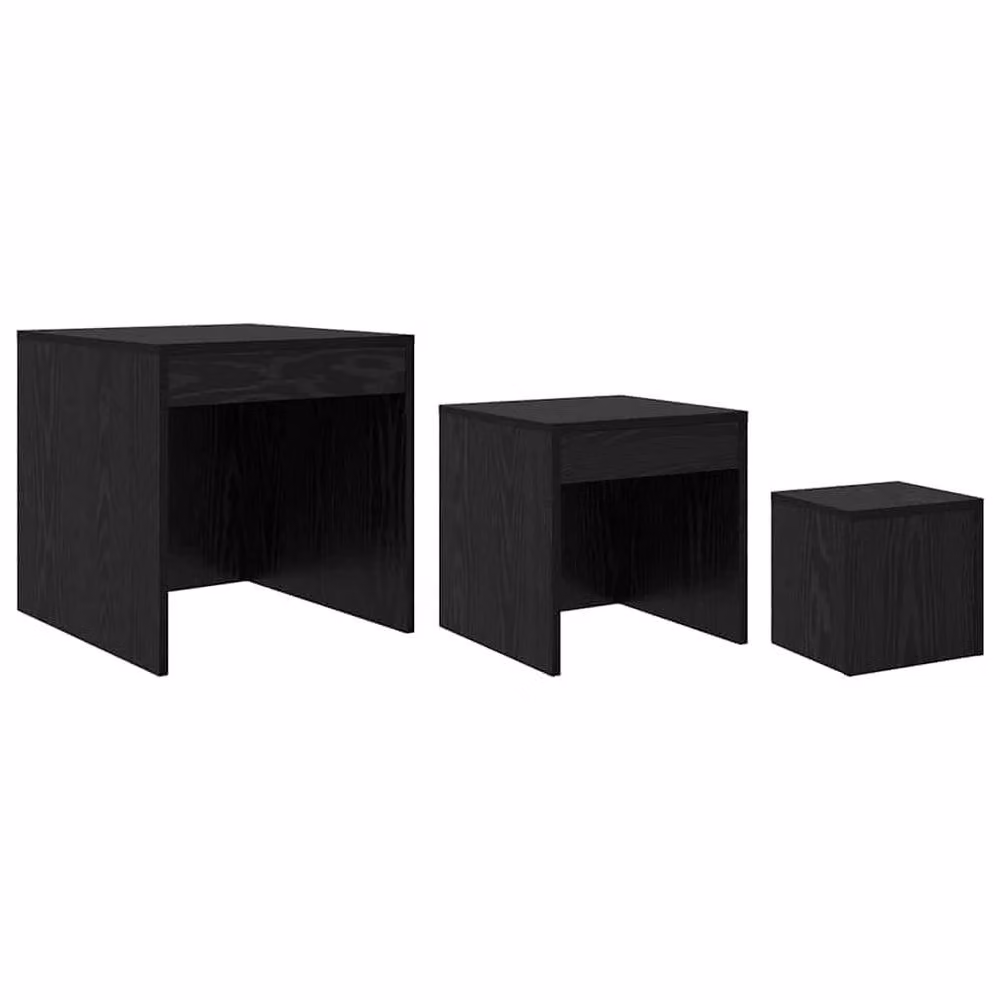Berkfield Home Traditional Set of 3 Nested Coffee Tables in Black Oak, W/D/H: 45 x 45 x 45 cm – 4