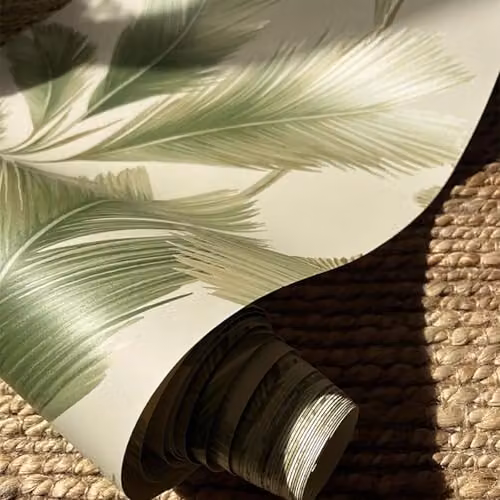 Belgravia Decor Kailani Tropical Palm Leaf Wallpaper in Sage and Cream with a Matte Finish – 2