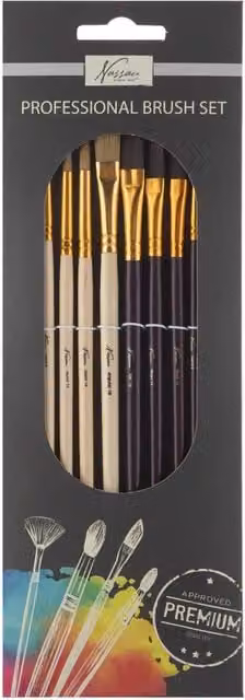 Totum Professional 10 Piece Wood Paint Brush Set in Black