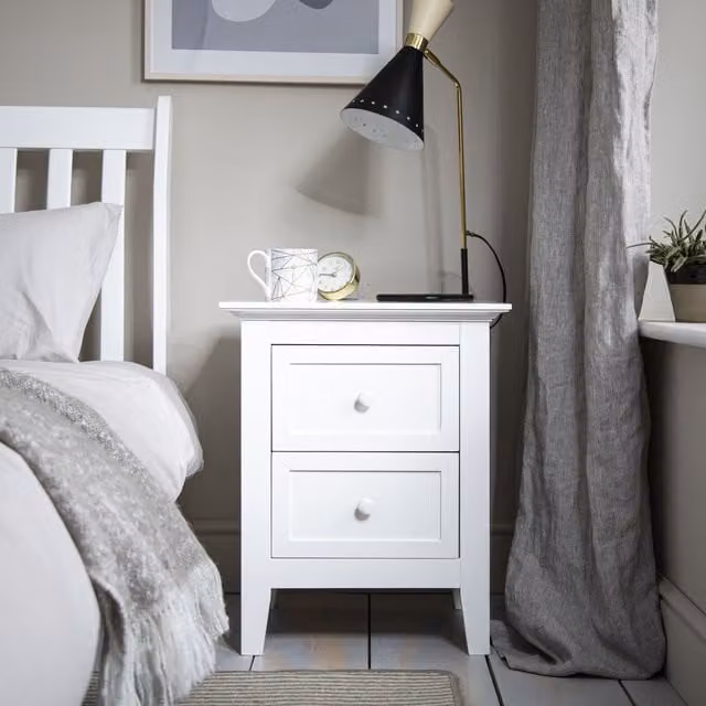 Noa and Nani Classic White Bedside Table, Width: 60 cm