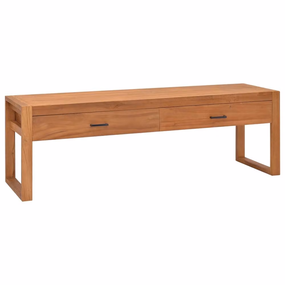 Berkfield Home Teak Wood TV Cabinet in Brown, W/D/H: 140 x 40 x 45 cm – 2