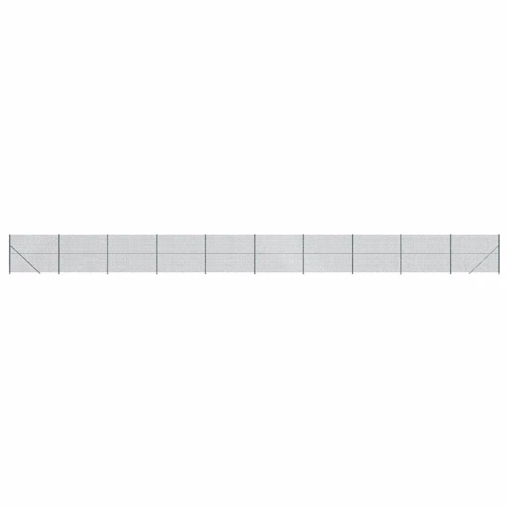 Berkfield Home Green PVC-Coated Steel Chain Link Fence with Flange, W: 1.6 m, L: 25 m – 2