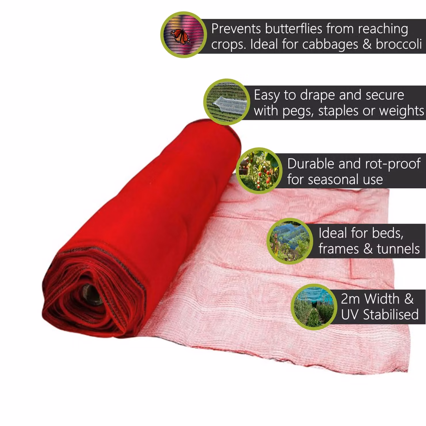 Pegdev Red Butterfly Netting UV Stabilised Plastic Mesh for Vegetable Garden Protection – 2