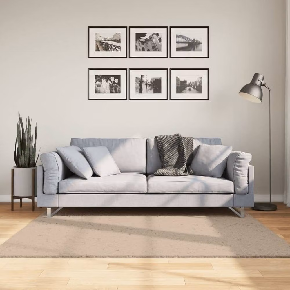 Berkfield Home HUARTE Square Short Pile Washable Rug in Sand, 160 x 160 cm