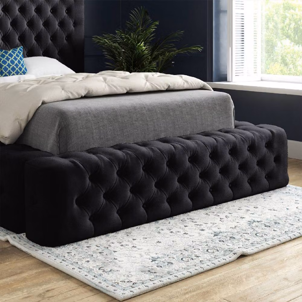 Casani Woolmer Black Velvet Chesterfield Upholstered Bed Frame W/D/H: 200 x 120 x 137 cm – 5