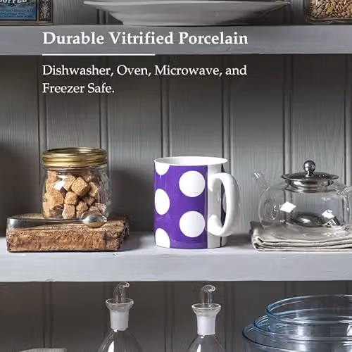 WM Bartleet & Sons 1750 Dotted Porcelain One Pint Mug, 568ml – Purple and White – 5