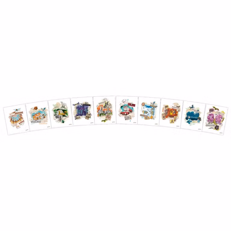 FaNaTtik Harry Potter Limited Edition Lithograph Set of 10 Multicolour Art Prints on 350gsm Linen Paper, W/H: 27.94 x 35.56 cm