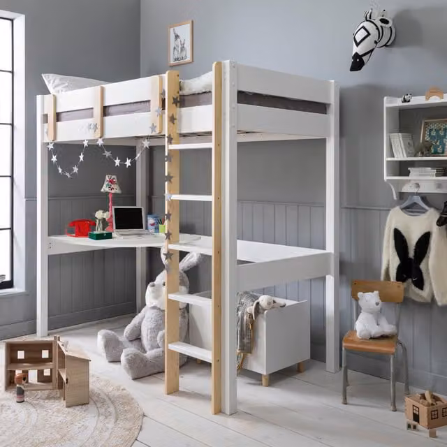 Noa and Nani Una Highsleeper Cabin Bed in White Solid Pine Wood