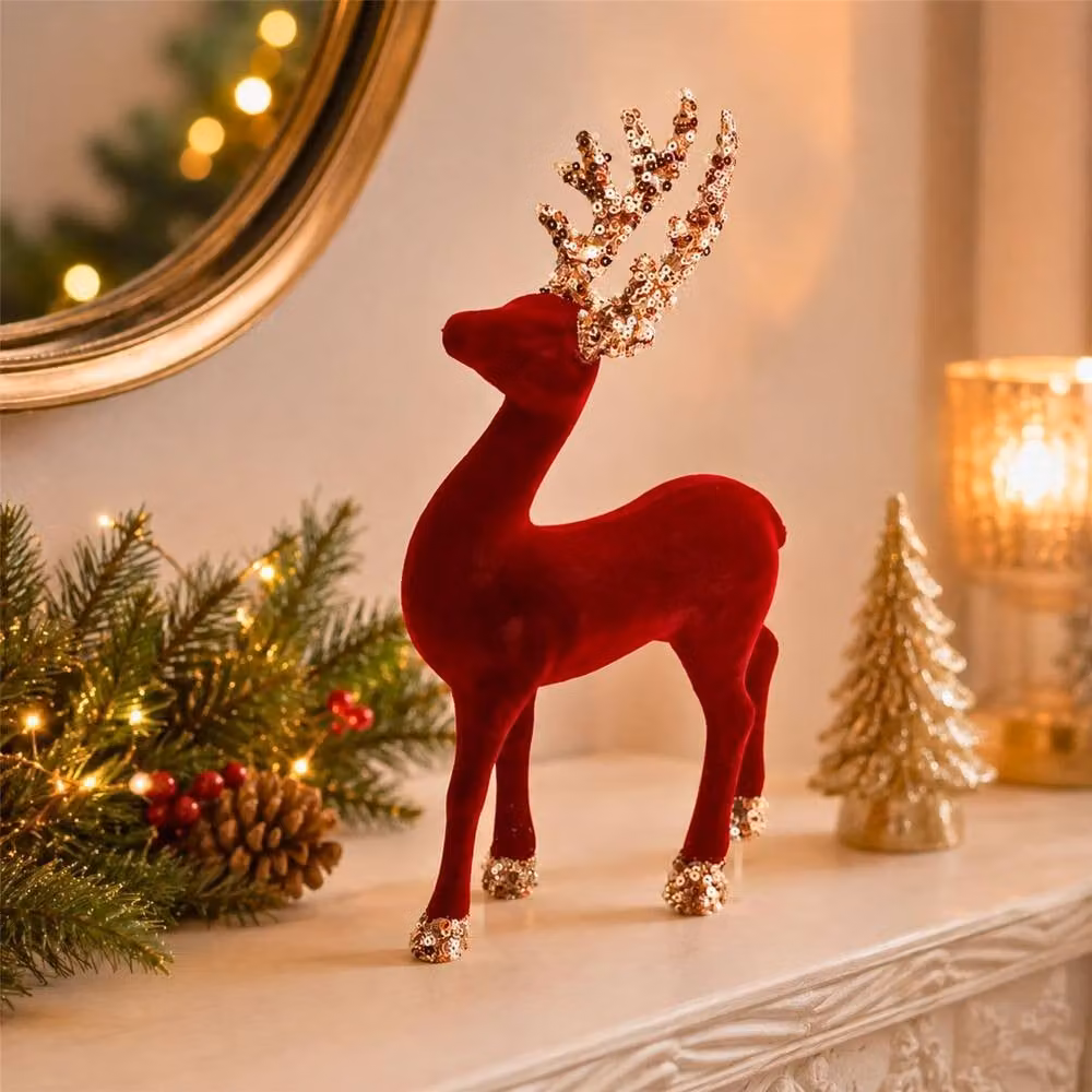 Shatchi Classic Red Christmas Reindeer Tabletop Figurine, Height: 23 cm – 2