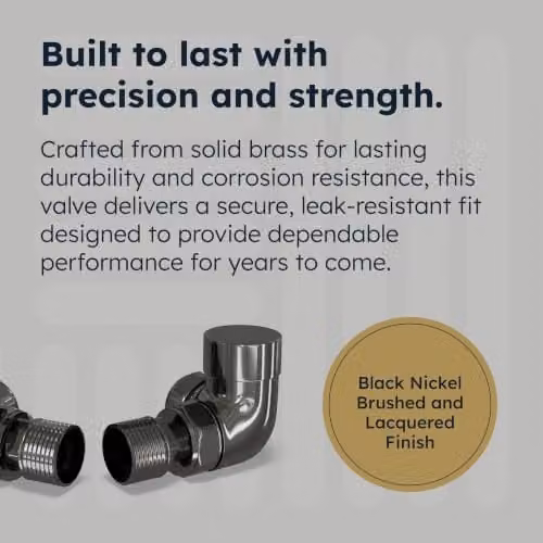 UK Radiators Stirling Bold Thermostatic Radiator Valve and Lockshield Corner Set in Polished Black Nickel and Brass – 4