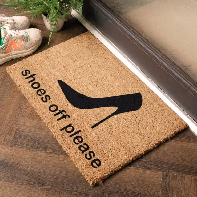 Artsy Mats Shoes Off-please Doormat, Black and Multicolour, W: 60 cm, D: 40 cm