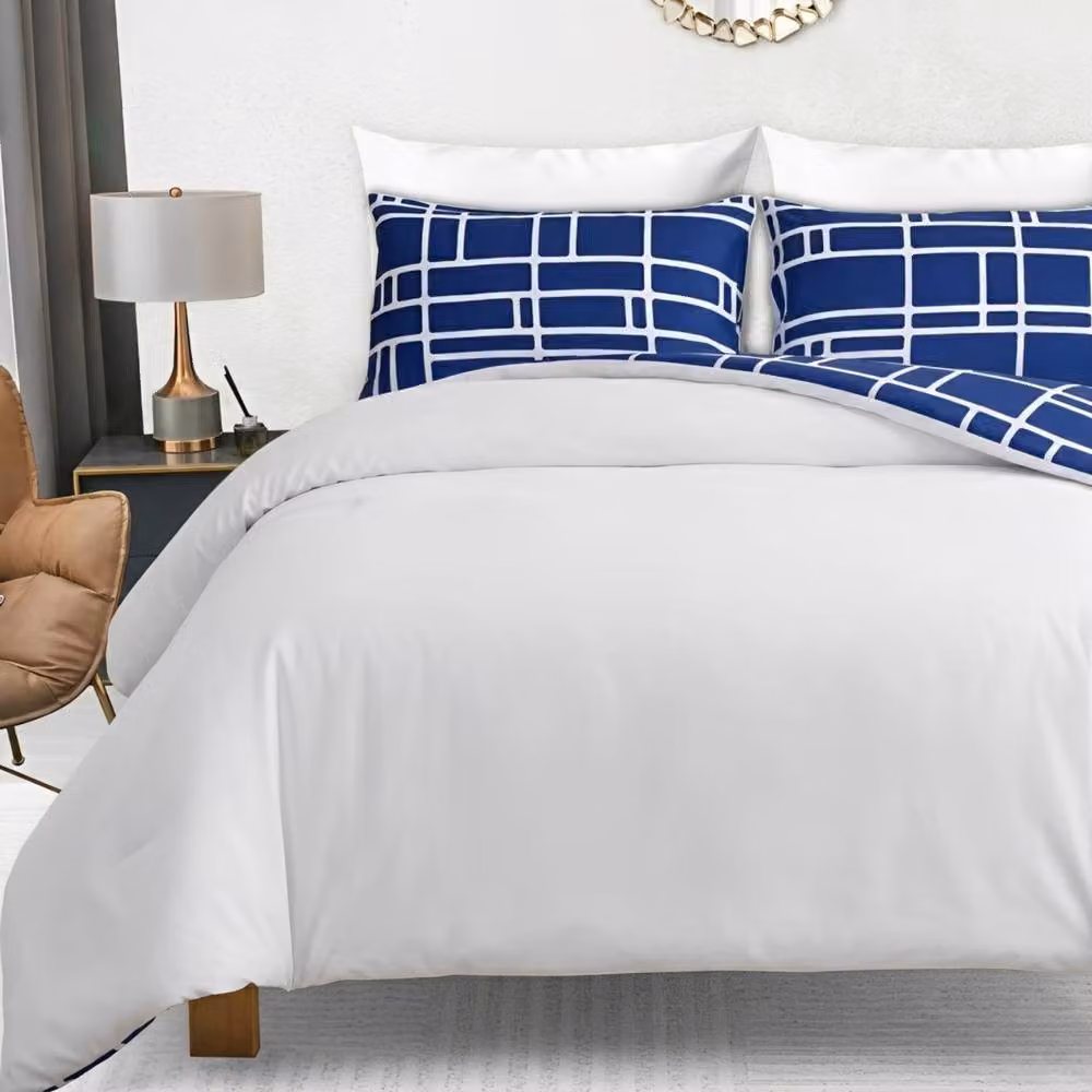 Pamposh Single Double Brushed Microfibre Duvet Cover Set in Blue with Zipper Closure – 2
