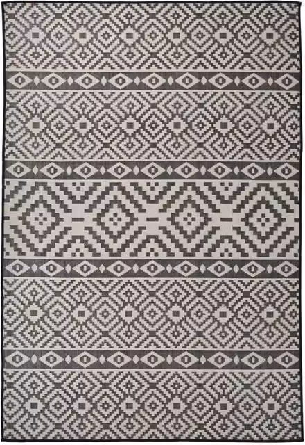 Berkfield Home Outdoor Flatweave Striped Rug in Black, W: 160 cm, D: 230 cm