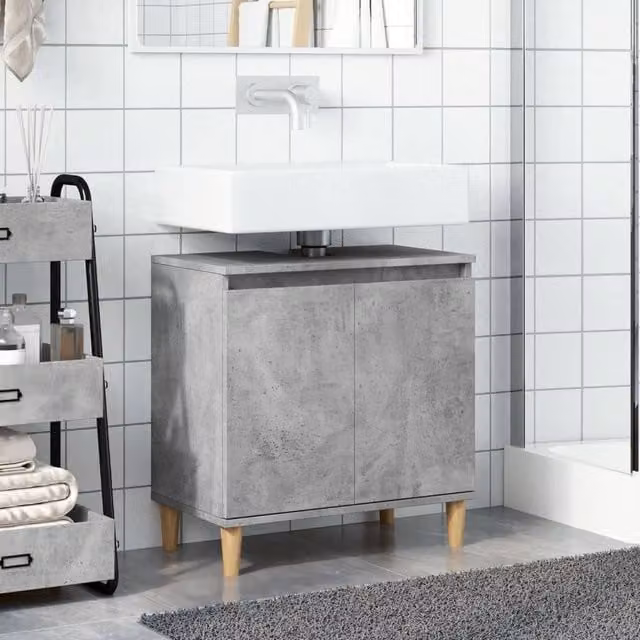 Berkfield Home Sink Cabinet in Concrete Grey, W/D/H: 58 x 33 x 60 cm