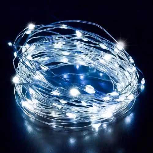 Desiretech 50 LED Battery-Powered Cool White Copper Wire String Fairy Lights, 4 Pack