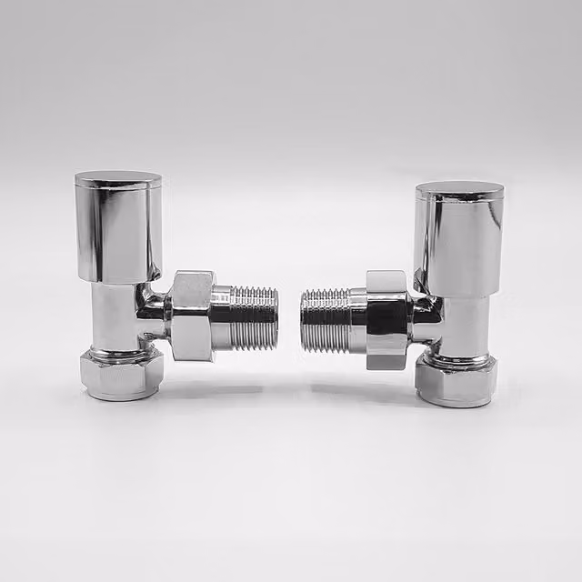 Lux Heat Angled Round Manual Valve Set in Silver Chrome
