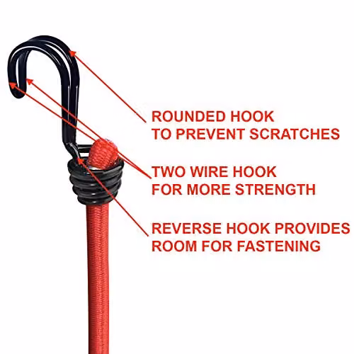 Master Lock Multicolour Bungee Cords with Double Reverse Hooks, Set of 6 (2 x 60 cm, 2 x 80 cm, 2 x 100 cm) – 3