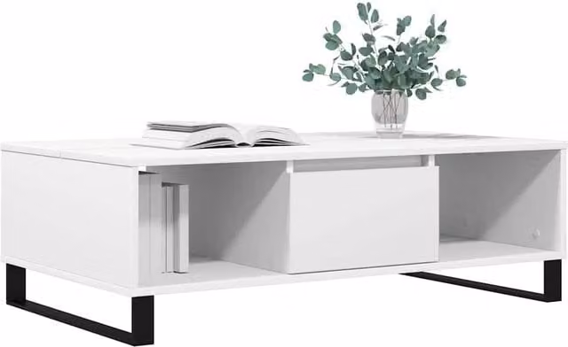 Berkfield Home Decorative White Coffee Table, W/D/H: 104 x 60 x 35 cm – 1