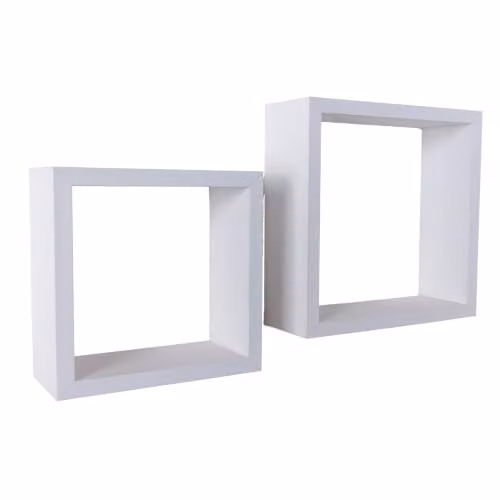Core Products Hudson Set of 2 Floating Cube Shelves, Matt White Wall Mounted Display Shelving Unit